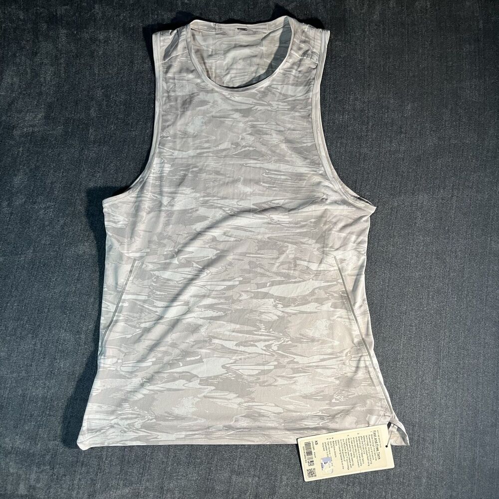 Lululemon Fast and Free Tank Top Men’s XS White Grey Camo Lightweight Gym NWT